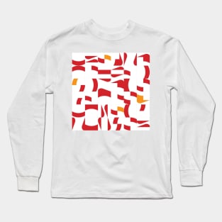 Red and Ochre Tiles Pattern Long Sleeve T-Shirt